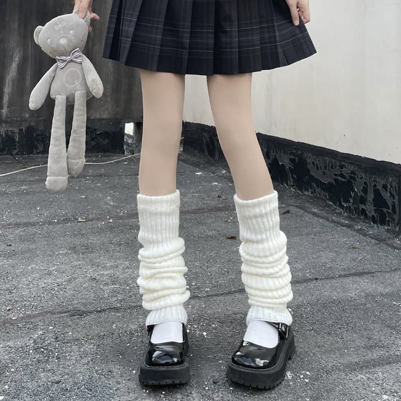 Lolita knitted stacked sock covers, Japanese extended JK calf socks, leg shaping socks, leg covers, slimming leg cover