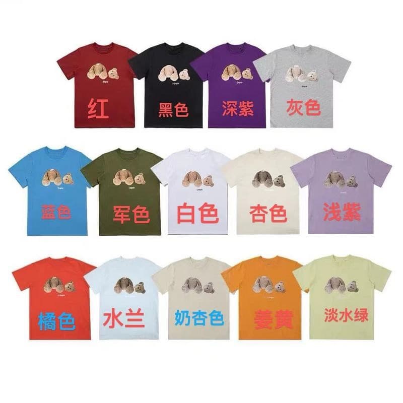 Cross-border Wholesale Teddy Bear Cartoon Print Letter Short Sleeve Round Neck Cotton T-Shirt Loose Trendy