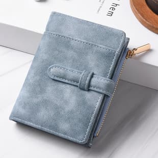 Vintage Matte Leather Short Wallet for Women Multi-Card Slot Buckle Coin Purse Minimalist Large Capacity Card Wallet All-in-One