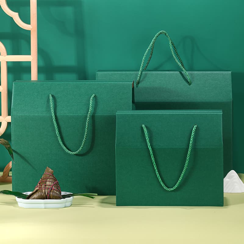 Pure Green Handheld Gift Box, In Stock for Fruits, Vegetables, Eggs, Agricultural Products, Local Specialties, Mountain Delicacies, and Dragon Boat Festival Zongzi Packaging Box