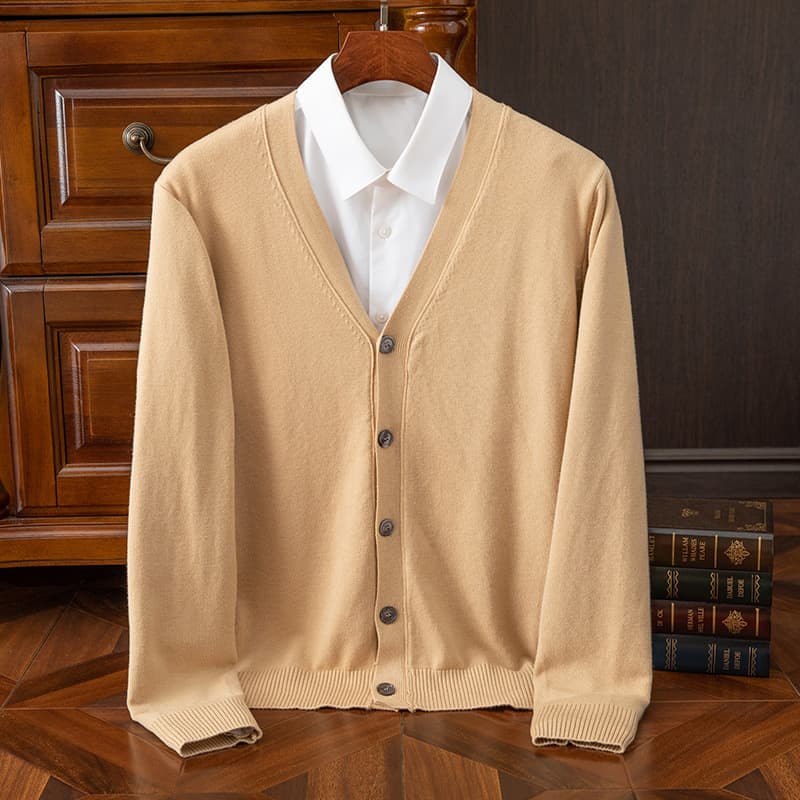 Classic V-neck cardigan men's knitwear loose Korean style trendy versatile sweater coat top cardigan
