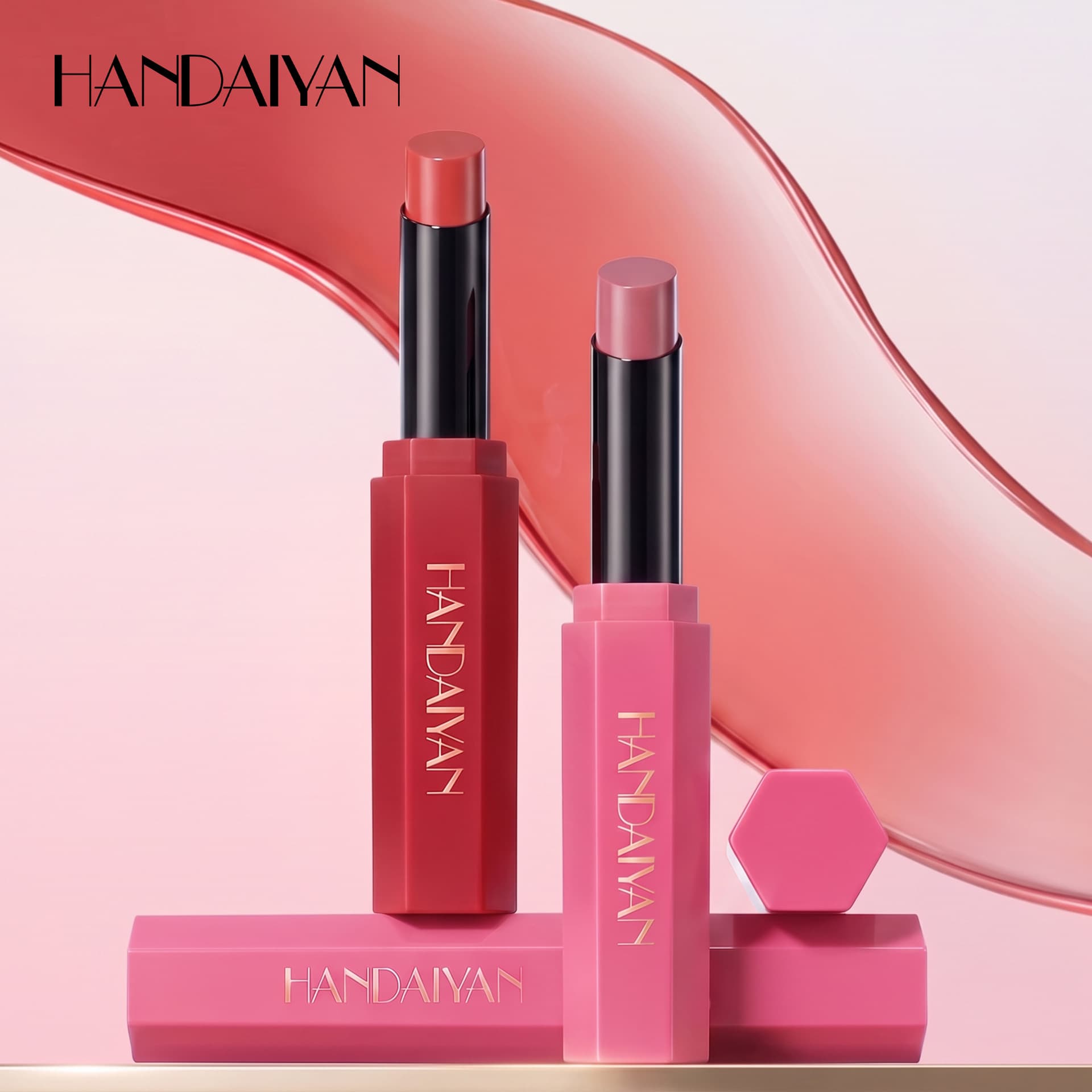 Foreign Trade Hexagonal Lipstick 6 Colors Non-fading Non-stick Cup HANDAIYAN Cross-border Makeup Moisturizing Long-lasting Lipstick Pen