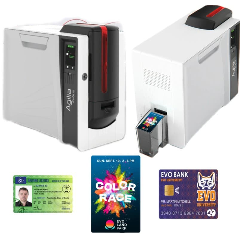Evolis Agilia Retransfer Card Printer with LCD Color Touch Screen for Campus Cards and Membership Cards