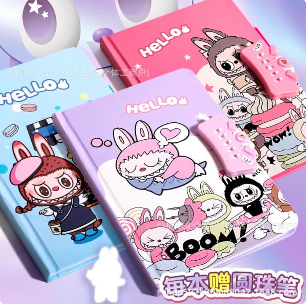 Cute cartoon code book for primary school students, stationery, prizes, girls’ good-looking notebooks, gifts, code lock diary