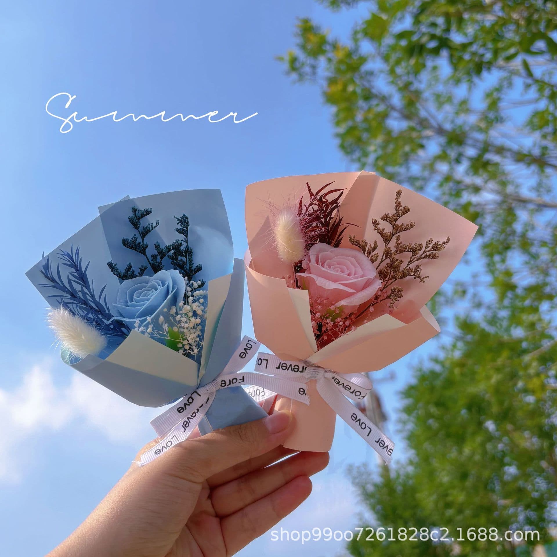 Mini Pocket Bouquet Dried Flower Bouquet Rose Soap Flower Everlasting Flower Gift Valentine's Day Gift for Girlfriend Souvenir