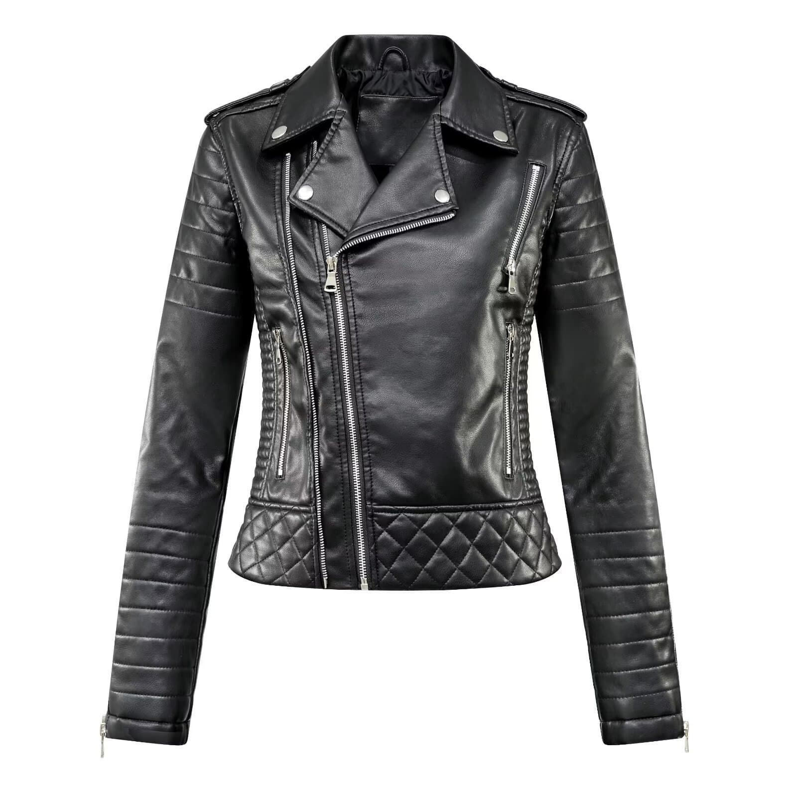 Spring European and American clothing wholesale short jacket slim lapel white commuter PU leather jacket