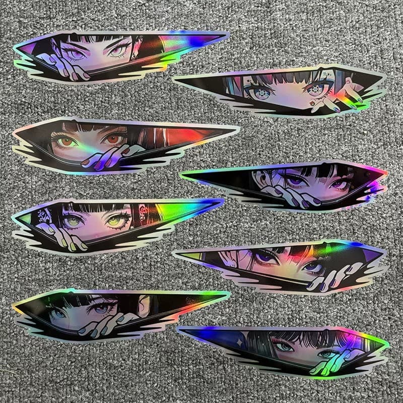 Cross-border Laser Anime Car Sticker IDM Girl Design for Electric Motorcycle Computer Case Decoration