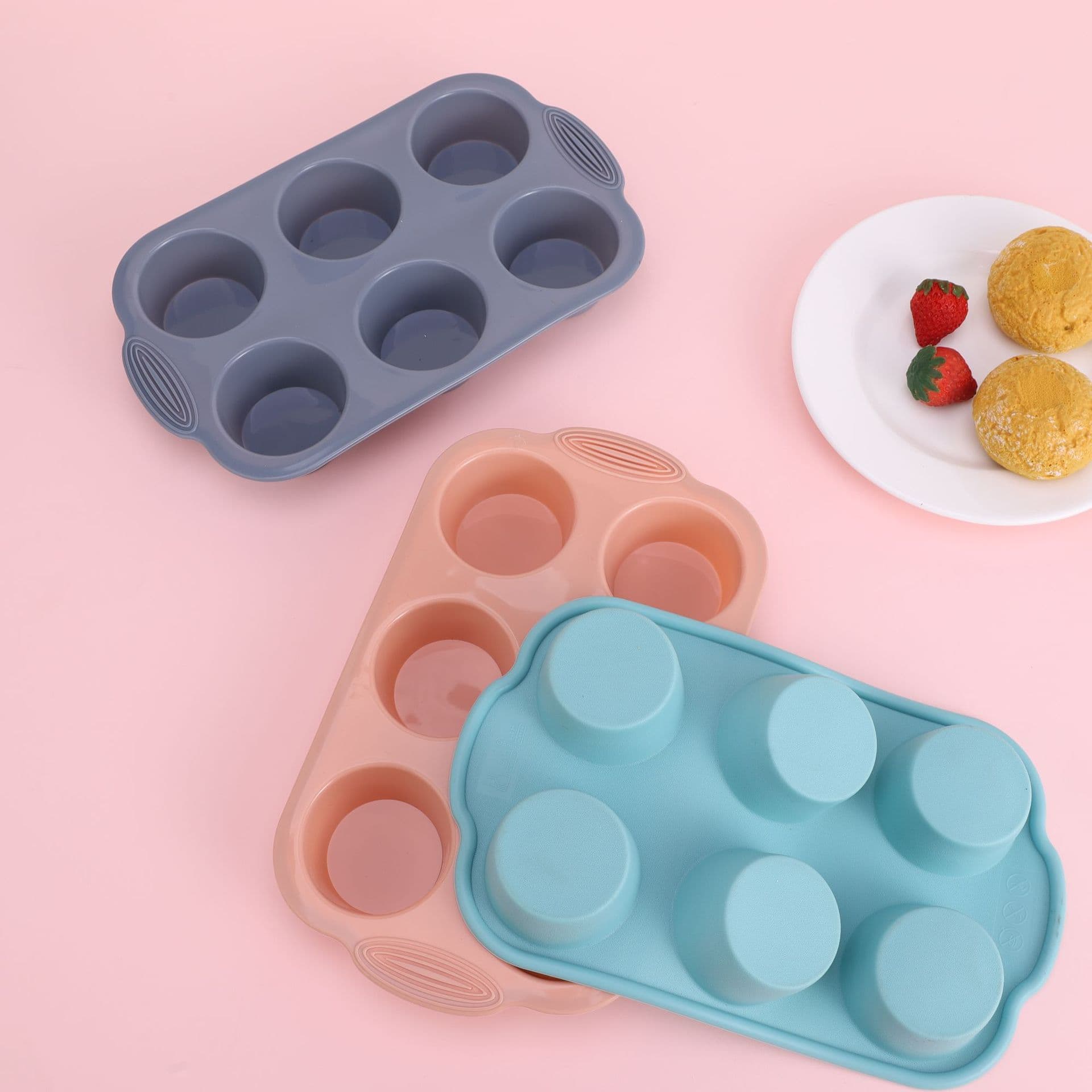 Food grade silicone 6-piece cake mold household oven muffin cup mold DIY high temperature resistant kitchen baking tool