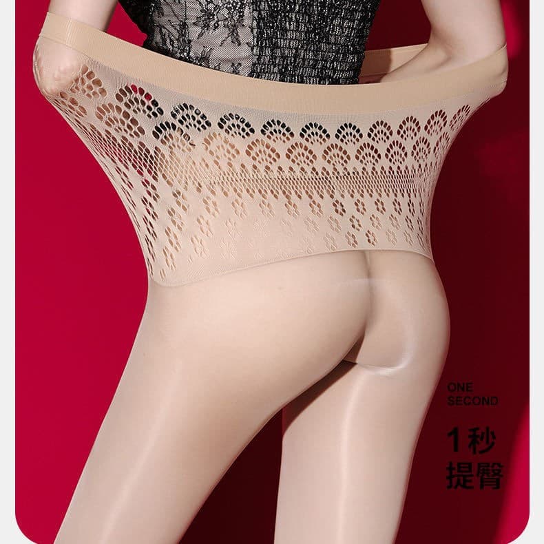 A Fandi Seamless Stockings Same Style Hollow Waist Horse Oil Stockings Summer Slim High Elastic Bare Leg Anti-Snag Pantyhose