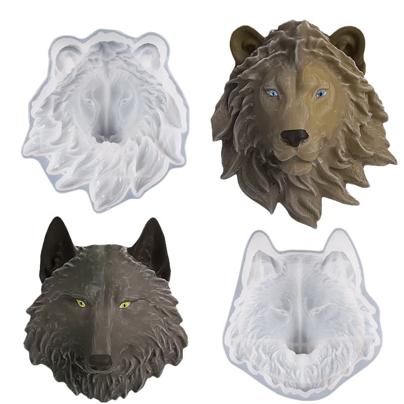 Handmade DIY Animal Head Wall Hanging Resin Mold, Wolf Head Lion Head Decorative Tabletop Silicone Mold