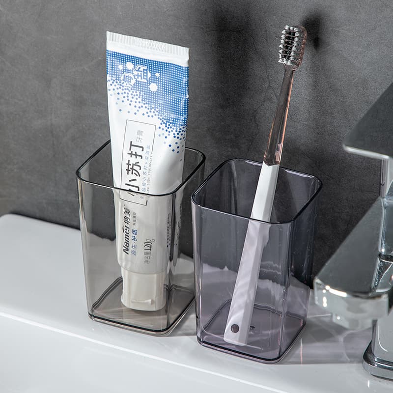 Transparent Square Thickened Plastic Toothbrushing Cup for Home Use, Washing Cup, Toothbrush Cup with Logo Printing, Manufacturer Wholesale