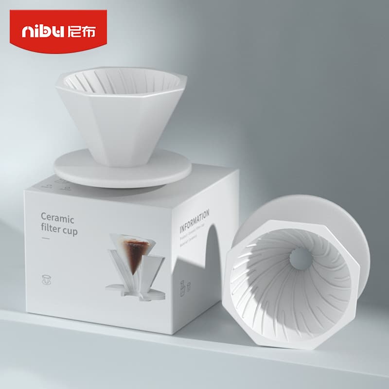 Nibu New Octagonal Ceramic Dripper V60 Thickened Pour Over Coffee Filter Cup Drip Coffee Maker V01 02