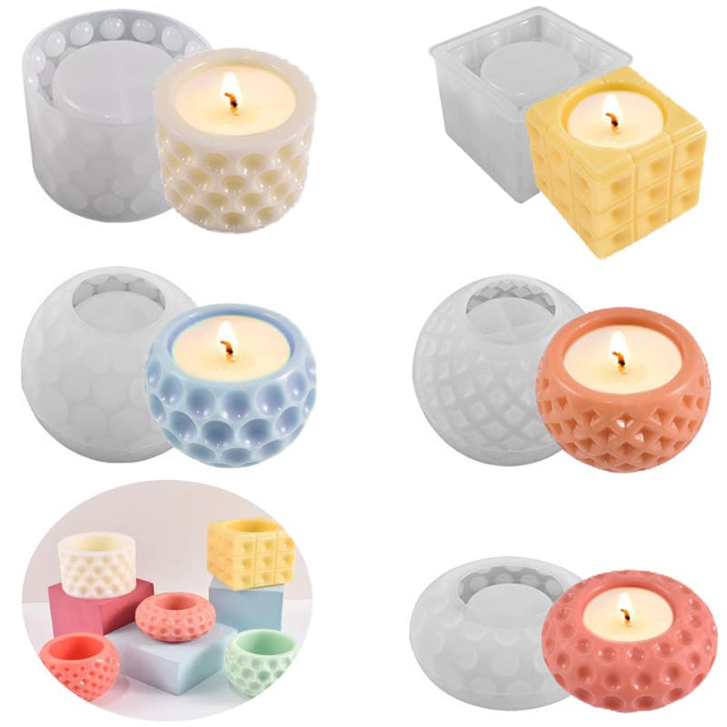 Polka Dot Magic Candle Cup Silicone Mold, Crystal Epoxy DIY Dot Cylinder Planter Pen Holder Storage Box