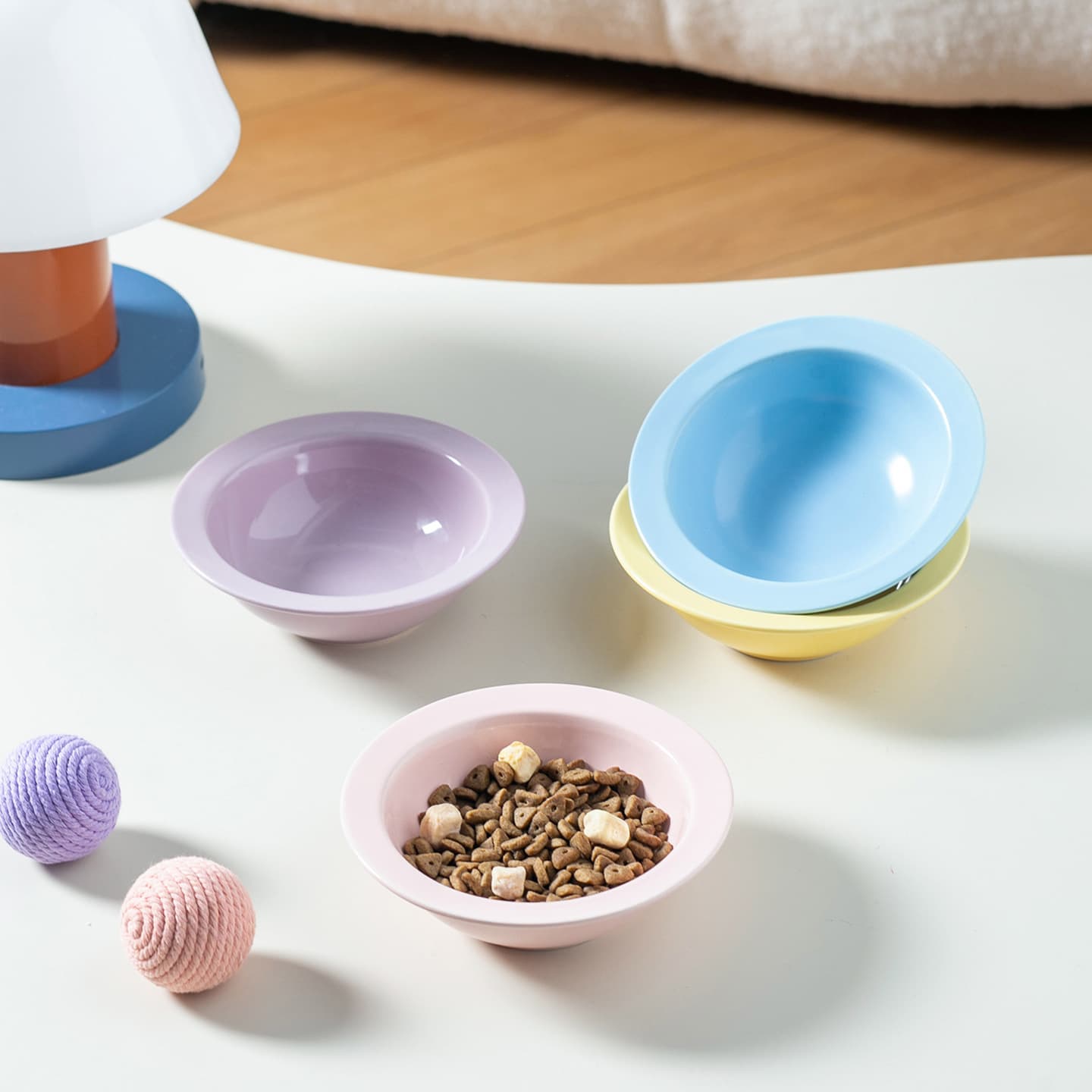 Ins style macaron color rim pet bowl high-value ceramic bowl cat bowl dog bowl cat food bowl water bowl dog bowl