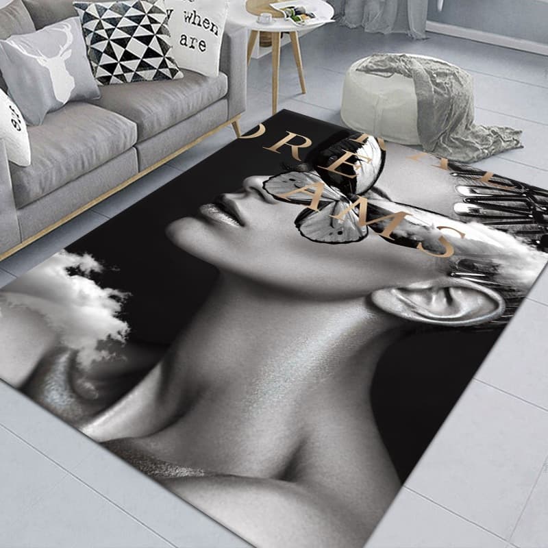 Wholesale European and American style carpets, living room coffee table, bedroom floor mats, modern simple portrait pattern model room carpets