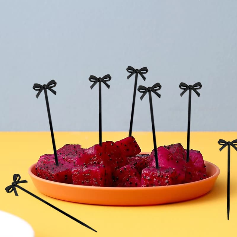 Plastic toothpick bow food pick fruit stick appetizer cupcake decoration toothpick