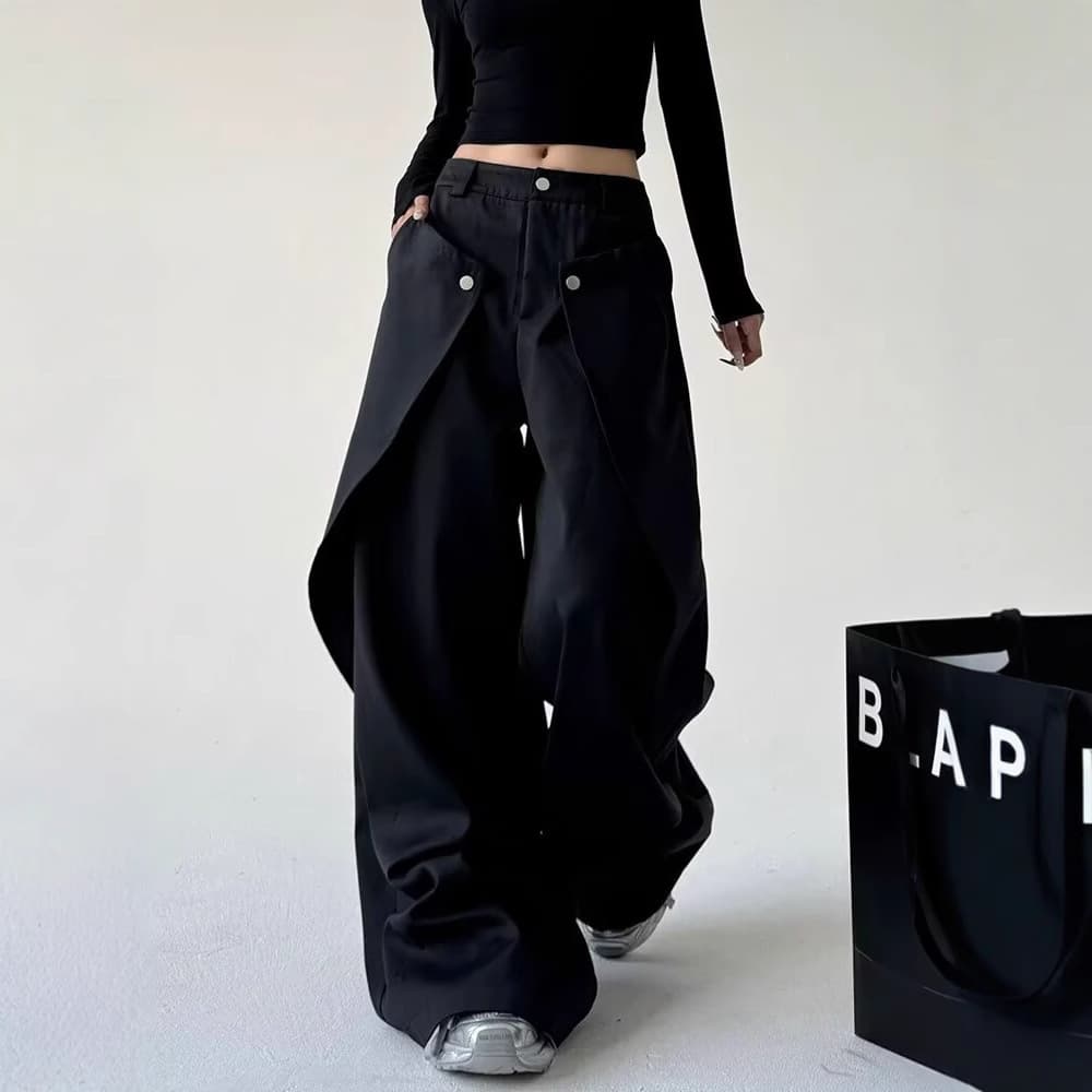 2026 Spring and Autumn original high-end handsome casual pants trendy brand men's silhouette loose straight loose-leaf wide-leg jeans