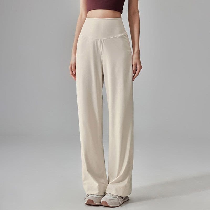 Slimming Pocket Wide-Leg Yoga Pants for Women Summer Loose Straight-Leg Sporty Draped High-Waist Running Training Fitness Long Pants