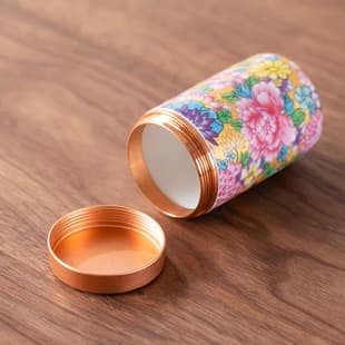Enamel Color Tea Canister Ceramic Small Mini Storage Jar Sealed Jar Metal Screw Lid Travel Portable Portable Jar