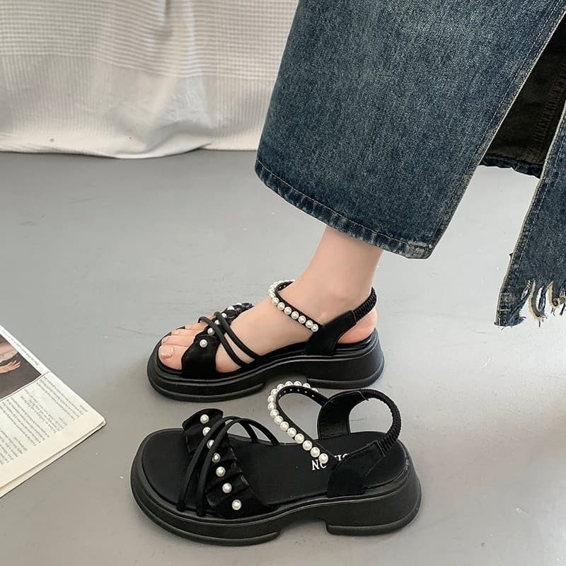 Women's Sandals for Skirt Outfit Summer 2026 New Style Versatile Thick Sole Soft Elastic Band Fashion Sandals