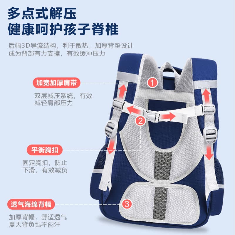 New British Style High Appearance School Backpack, Large Capacity Lightweight, Grades 1-6 Kids Backpack
