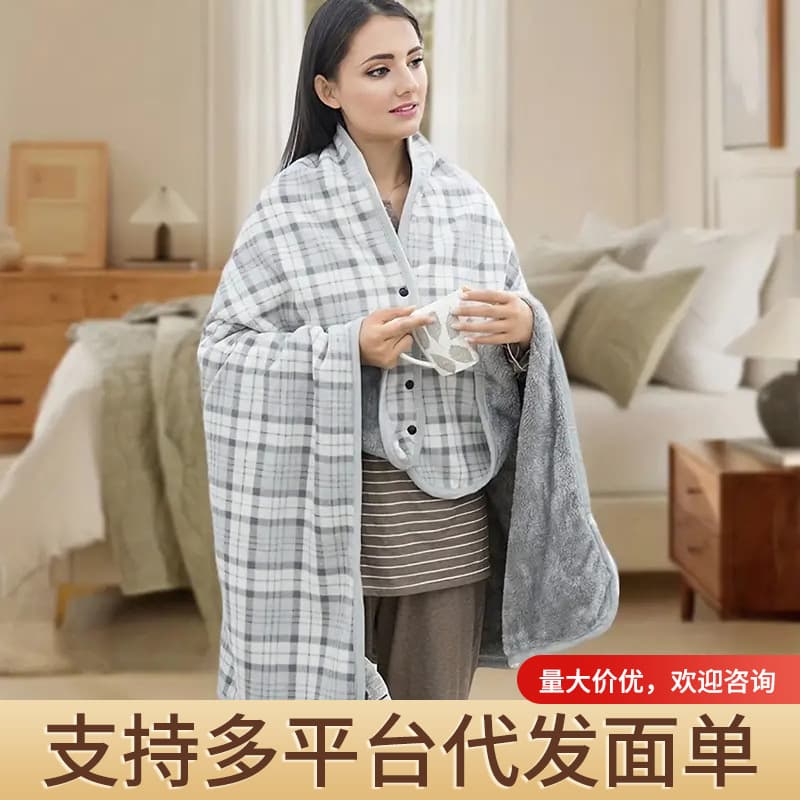 Buckle Poncho Blanket, Skin-Friendly Thin Office Blanket, Premium Student Dorm Nap Blanket with Buckle