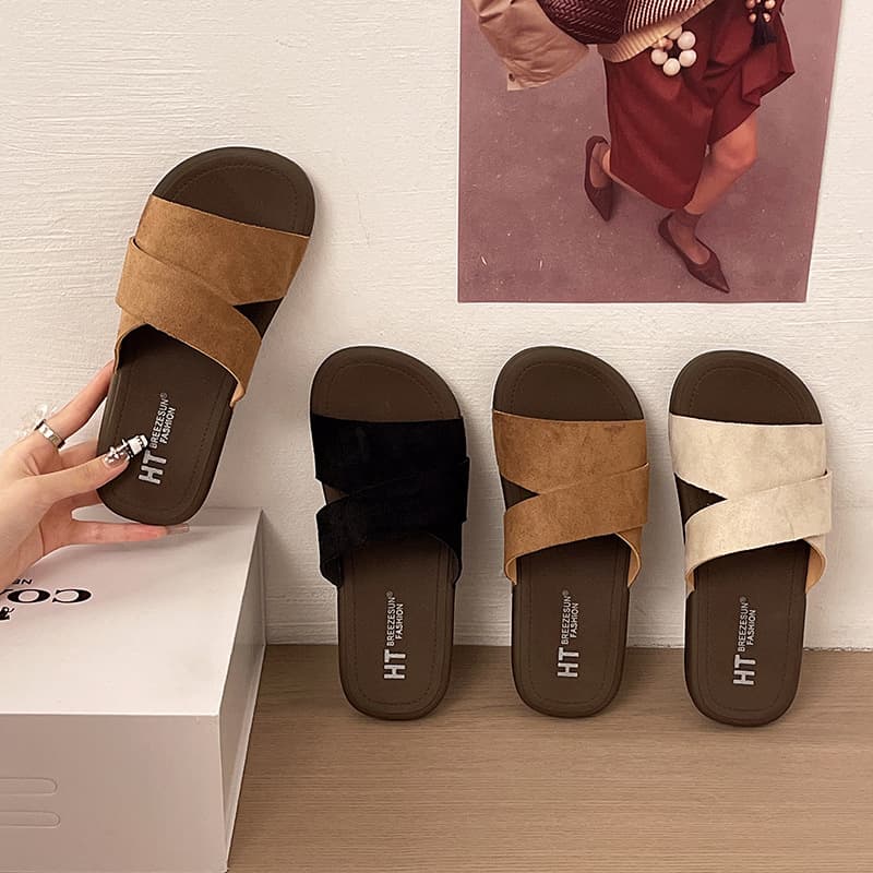 French Cross-Strap Birkenstock Sandals for Women Cross-Border Summer Retro Lightweight Breathable Fashion Flat Beach Sandals