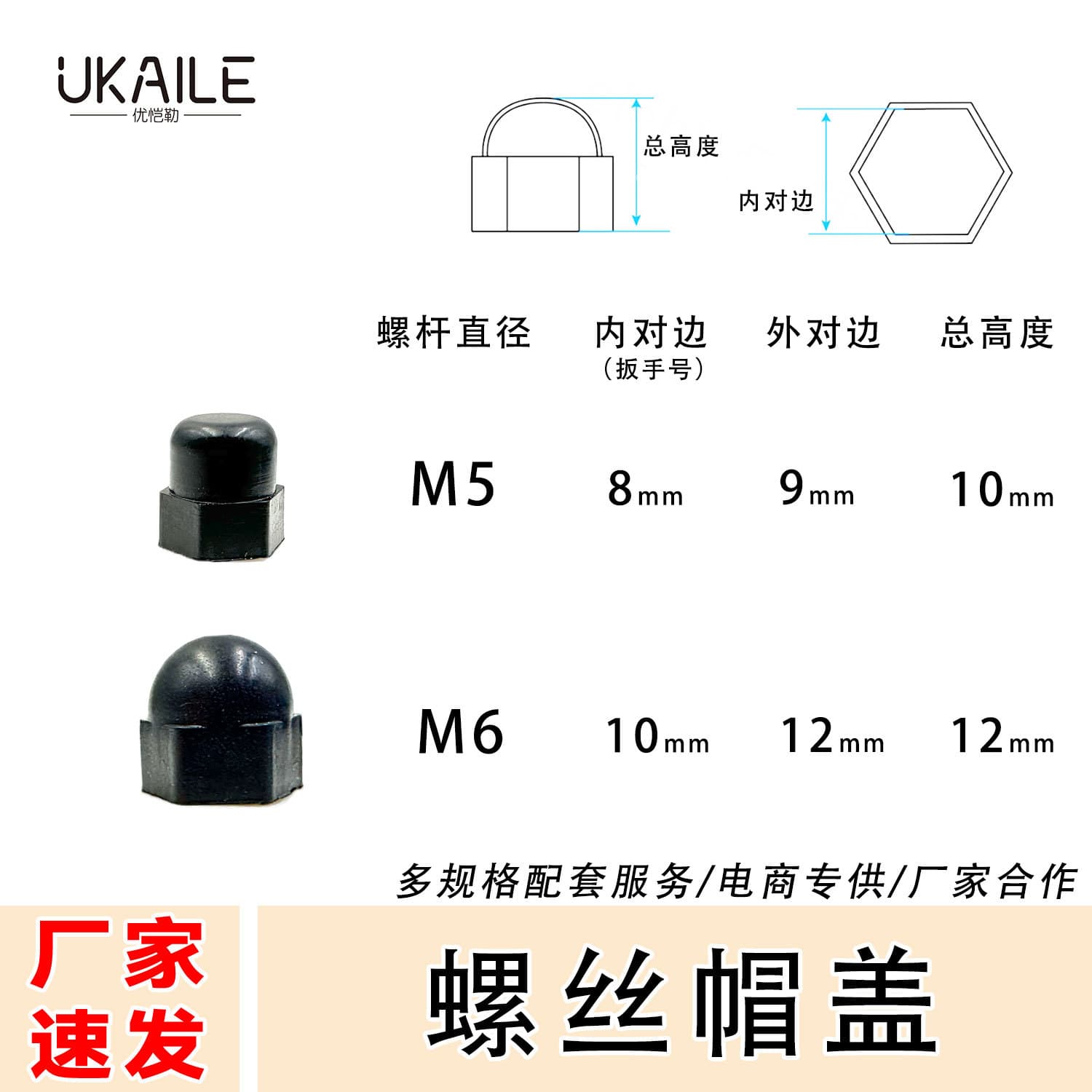 M6 Hex Screw Nut Cap Anchor Bolt Extended and Raised M5 Nut Plastic Protective Cover PE Manufacturer Direct