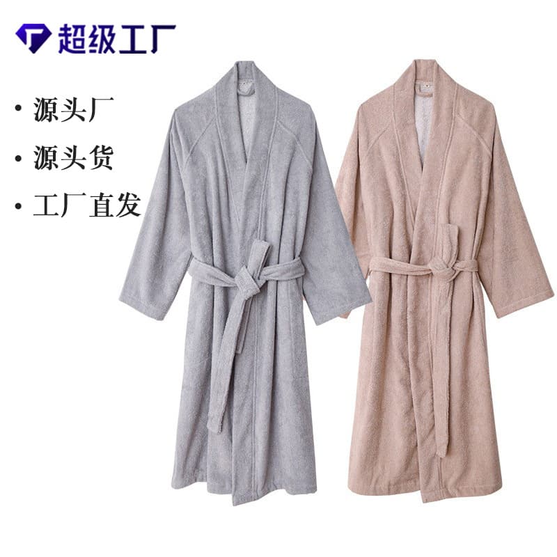 26 types of pure cotton towel materials for autumn and winter, plus fat bathrobes, bathrobes, home clothes, nightgowns, medium and thick, absorbent, men and women couples