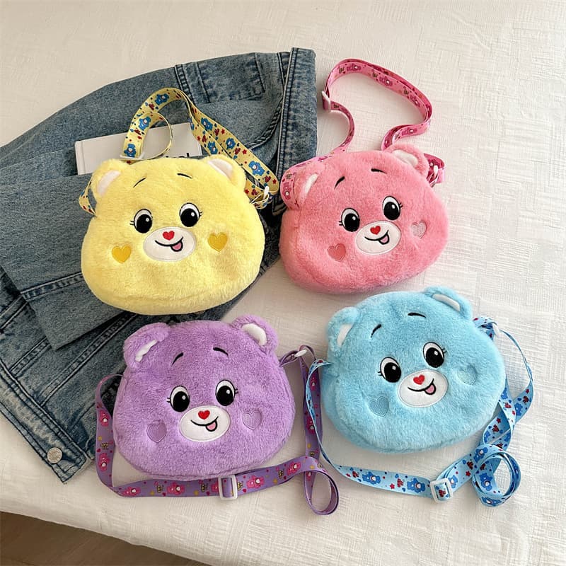 2024 new cartoon cute versatile little bear crossbody bag, decorative travel shoulder bag, plush bag wholesale