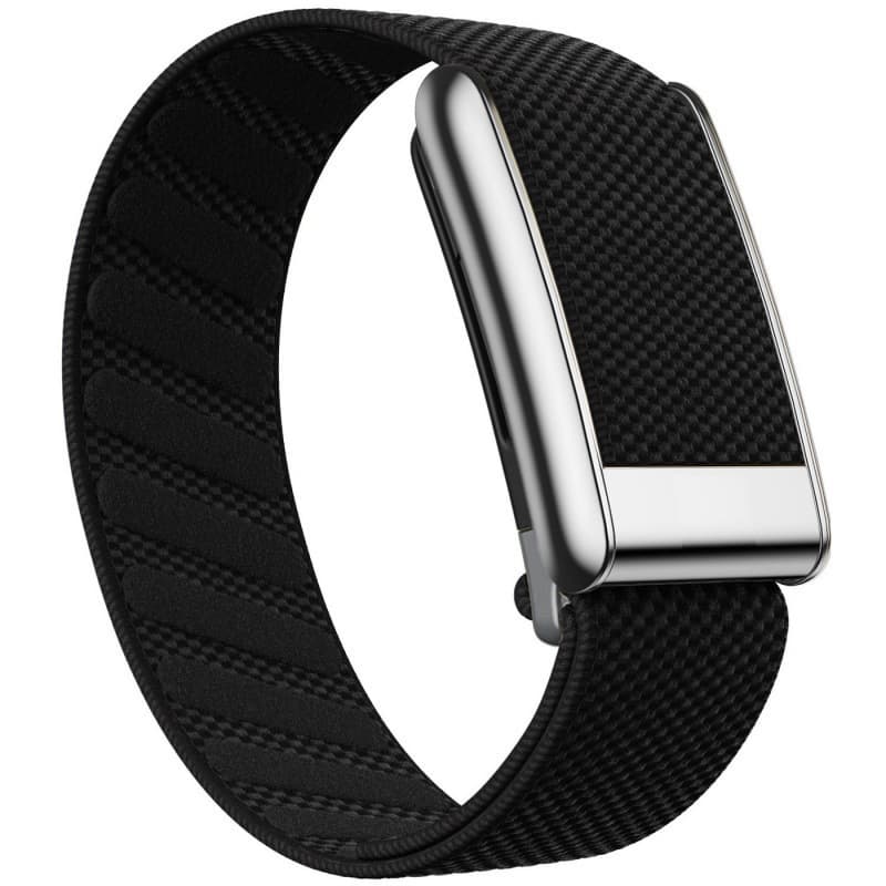 Cross-border Hot Sale Compatible with WHOOP 5.0 Nylon Elastic Band MG Sports Replacement Strap Silver Glossy Metal Frame