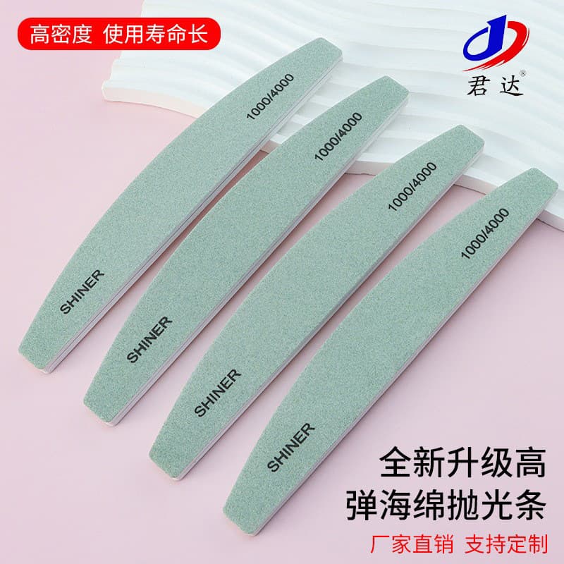 Half-Moon Sponge Polishing Block Double-Sided Nail File Manicure Tool Nail Shaper Buffer