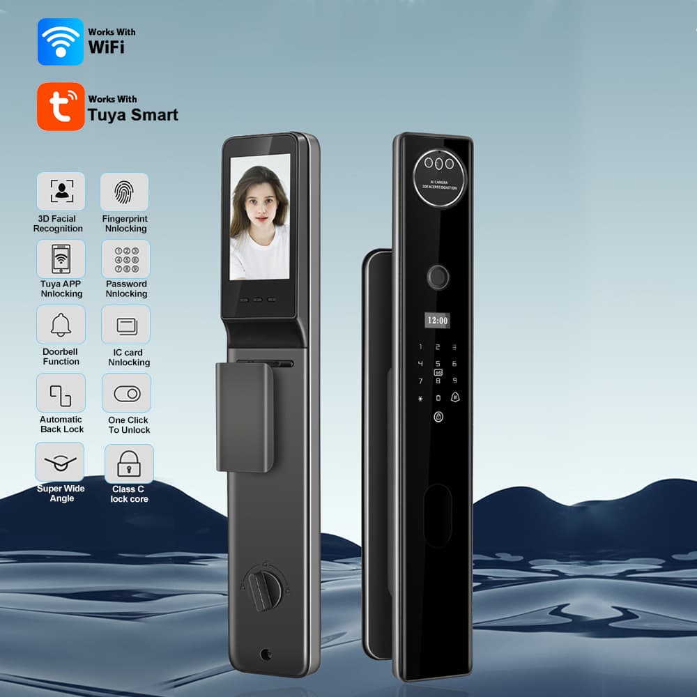 Tuya WiFi Smart Lock for Home 3D Face Recognition Visual Anti-Theft Electronic Security Lock Monitor Fingerprint Lock
