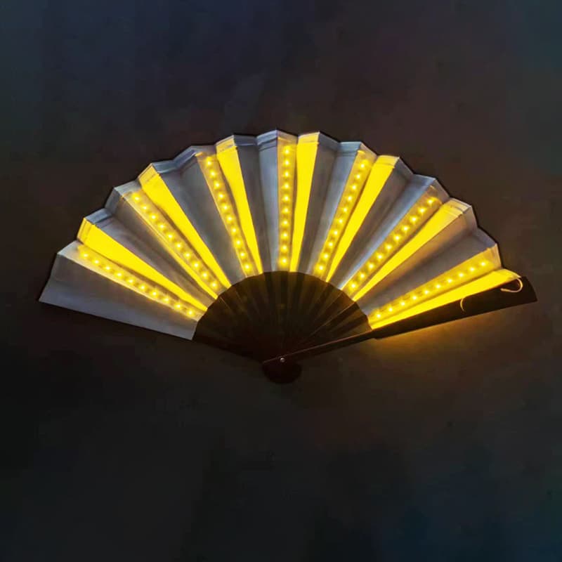 Remote control colorful led fan No. 7 battery party color changing luminous fan 5v rechargeable colorful led luminous fan