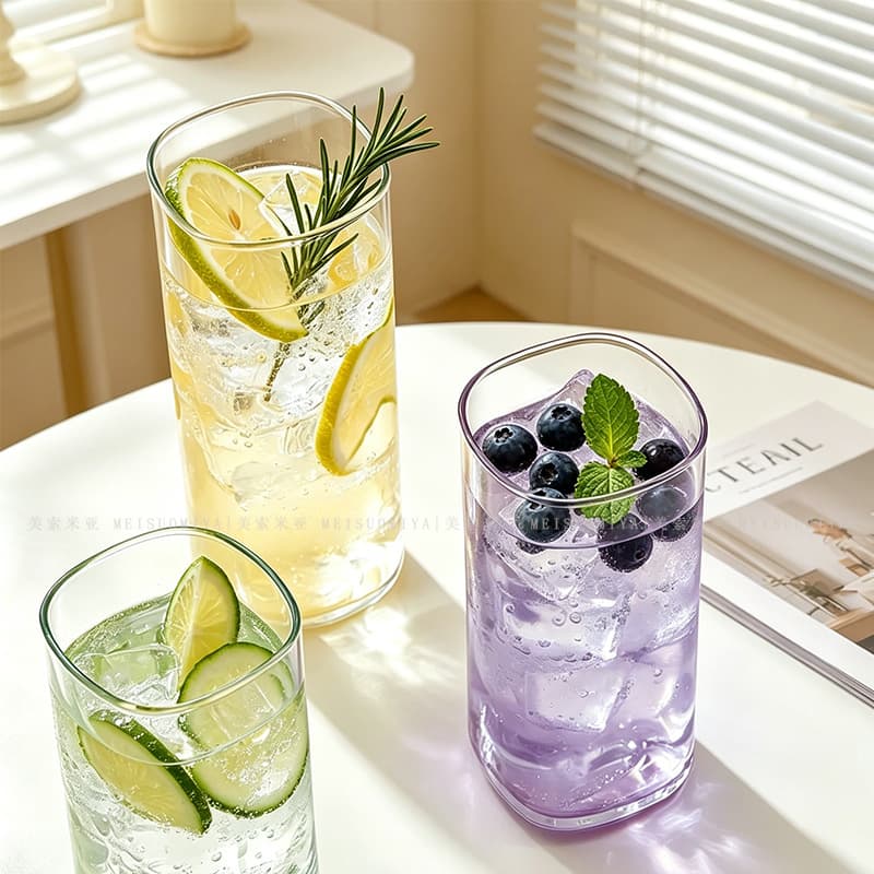 Libby Creative Glass Prismatic Water Cup Drink Cup Mixing Cup Japanese-style Collin Cup Large Capacity Juice Square Cup