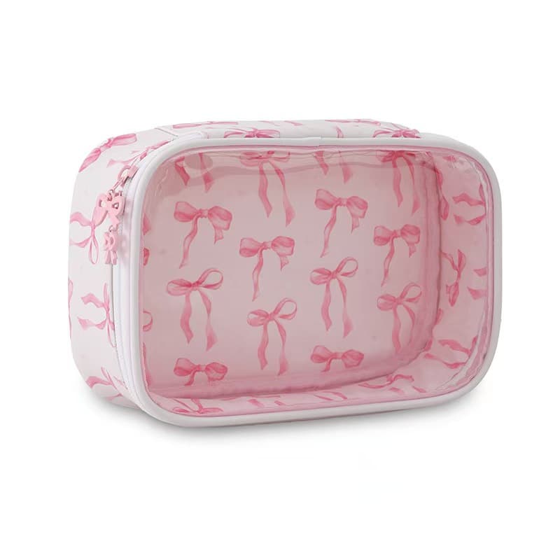 Cross-border new large-capacity simple bow transparent PVC cosmetic bag toiletry bag storage bag