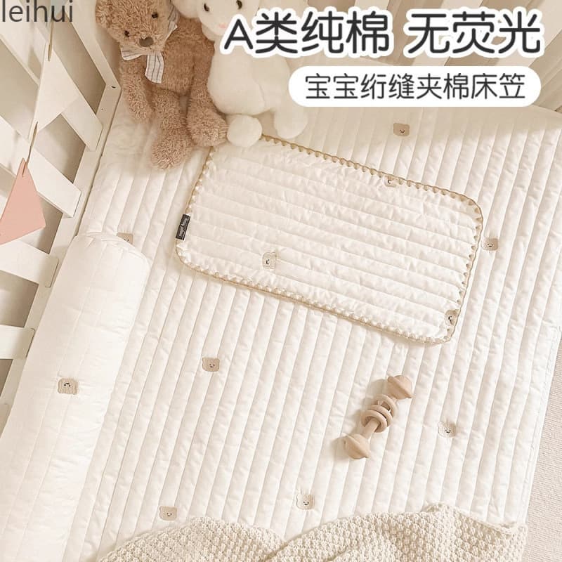 Thickened baby crib fitted sheet, quilted and padded baby mattress cover, custom-made children's patchwork mattress cover and bed sheet.
