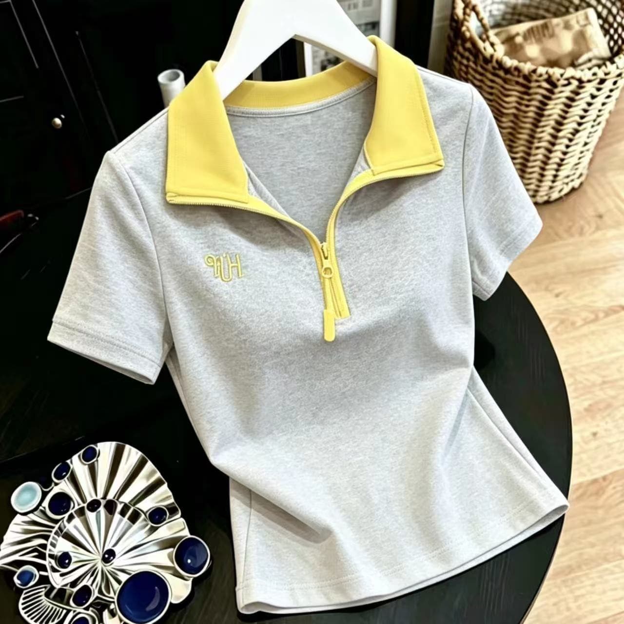 40 count 92% cotton polo shirt short-sleeved t-shirt for women 2026 summer new style loose slimming fashion casual versatile top
