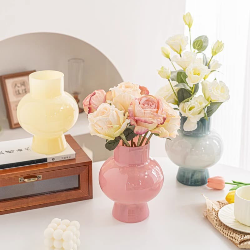 Ins-style Glass Vase Creative Decorative Vase Light Luxury High-end Living Room Flower Vase Flower Arrangement Ornament Wholesale