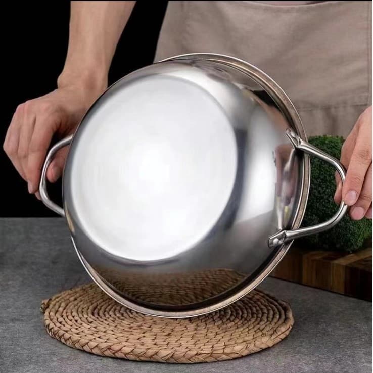 Stainless Steel Thickened Small Fat Sheep Clear Broth Hot Pot Basin, Special Pot for Cassette Stove, Commercial Clear Broth Pot Dry Pot