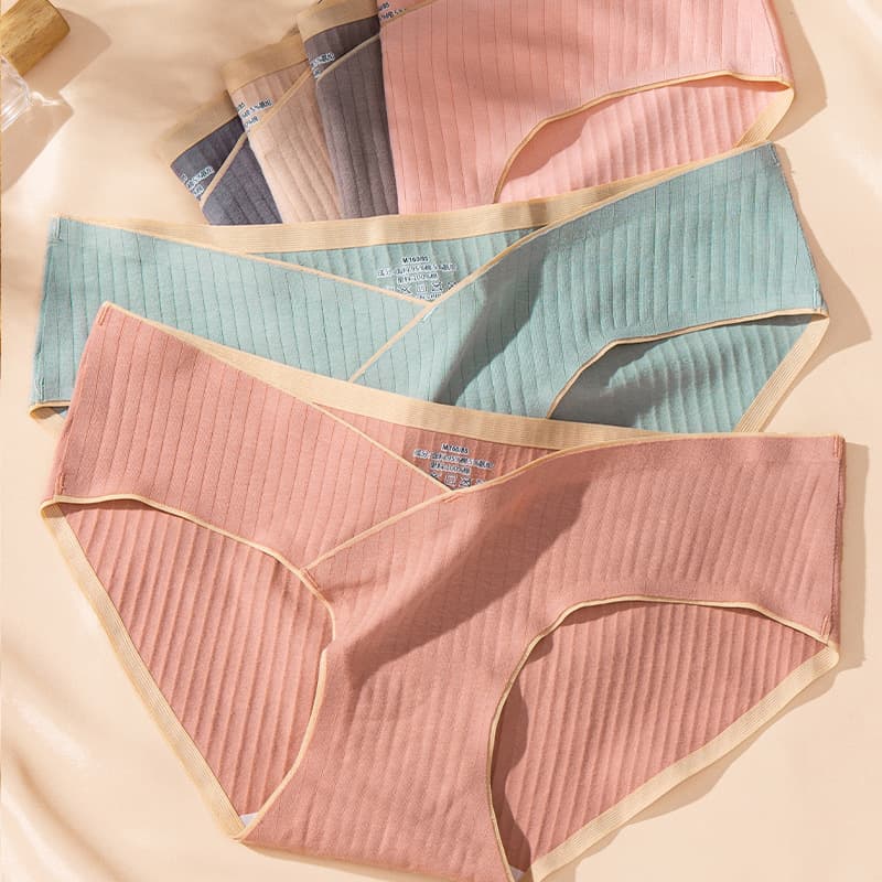 Seamless Low Waist Women Underwear Knitted Cotton Breathable Comfortable Mid-late Pregnancy Briefs Cotton Crotch