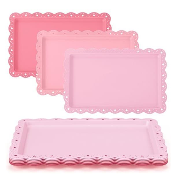 European Lace Edge Rectangular Tray Fruit Platter Kitchen Serving Tray Living Room Tea Tray Snack Plate Dessert Plate