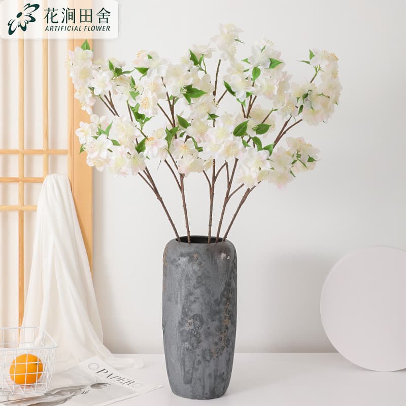 Simulated flower hand-feeling cherry blossom and peach blossom, moist touch film flower decoration ornaments, floral art, Chinese American style, Nordic ancient style