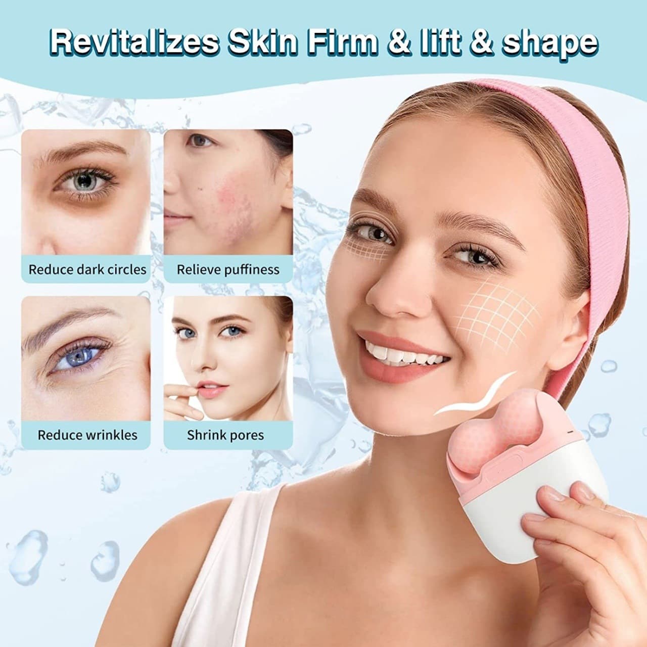 Dual-headed ice roller S30 facial rejuvenation device, home use, freezing and cooling device, portable care and lifting.