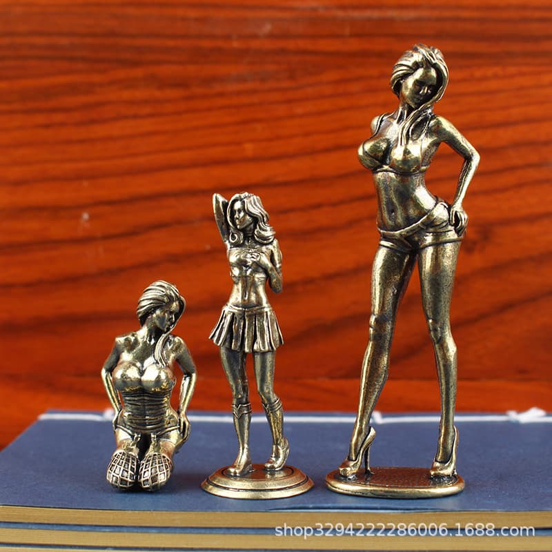 Sexy Bronze Statue Figure Pure Copper Decorative Object Singer Model Photo Solid Handheld Treasure Collection Gift Item