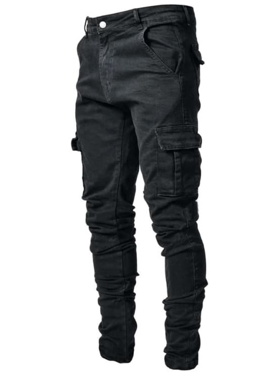 2024 European and American cross-border new stretch jeans for men with side pockets slimming small feet skinny jeans