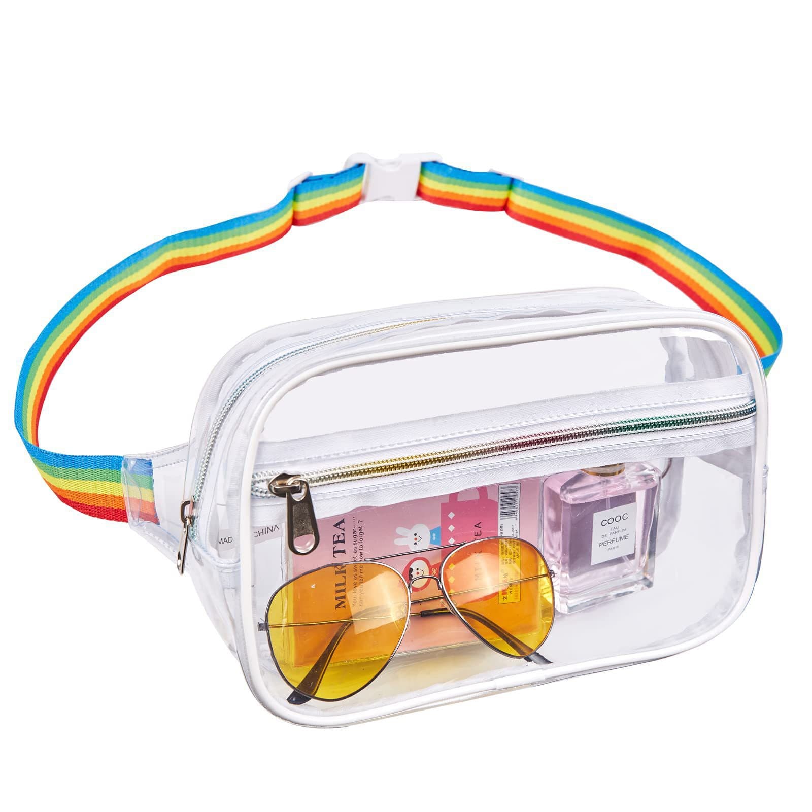 Cross-border PVC transparent waist bag with adjustable shoulder strap, single-shoulder crossbody bag, sports waterproof shoulder bag, stock available, logo printing supported
