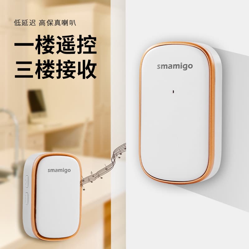 Wireless smart home doorbell with long-range electronic remote control, one-to-one call button for the elderly and patients.