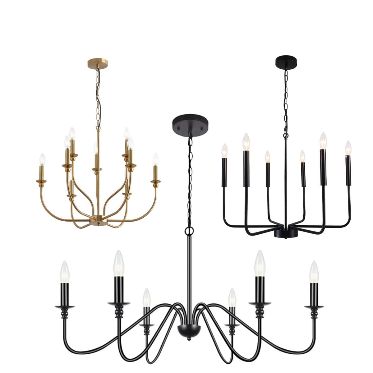 Modern Minimalist Light Luxury American Iron Chandelier for Living Room Dining Room Bedroom Farmhouse Balcony Hallway Lighting