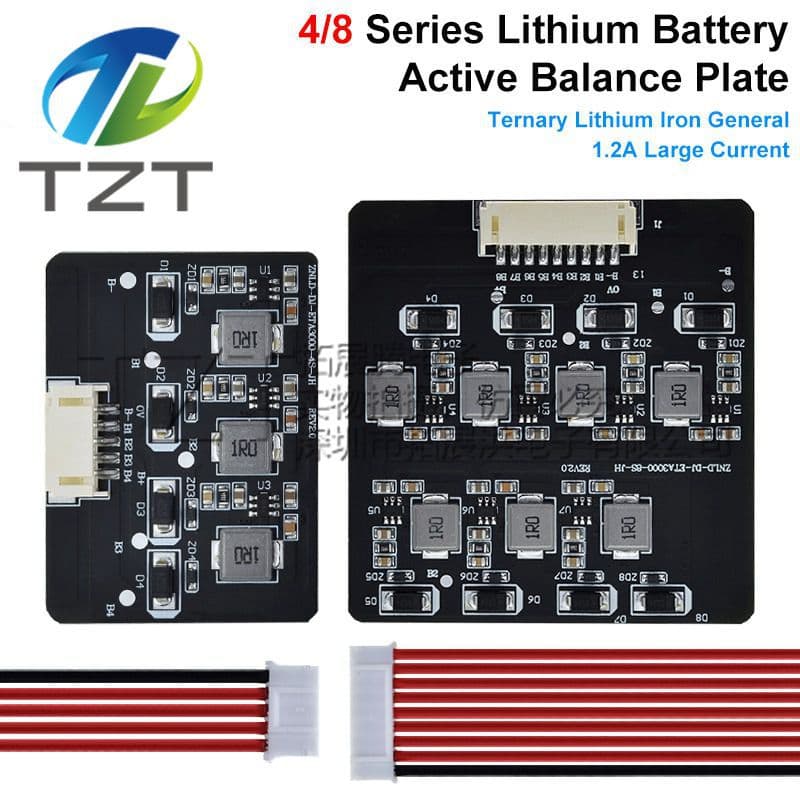 Lithium Battery Active Balancing Board Energy Transfer Board, 2-8 Series Inductive Energy Conversion, 1.2A High Current Module with Wires Included